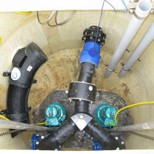Abwasserpumpschacht mit flexiblem PE 100 Ausbau
